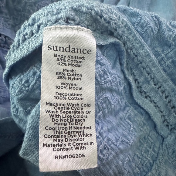 Sundance Older Blue Lace Trim V Neck Sleeveless Henley Top Women's  Sm Loose fit - Picture 4 of 8